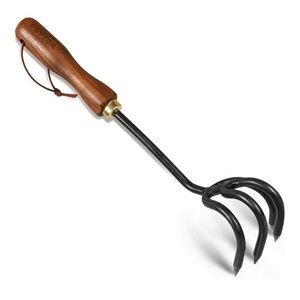 Roytoa - Four Claw Cultivator Garden Tool - Black Stainless Steel